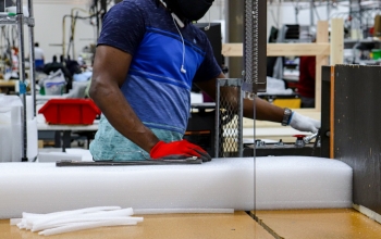 table saw cutting foam padding